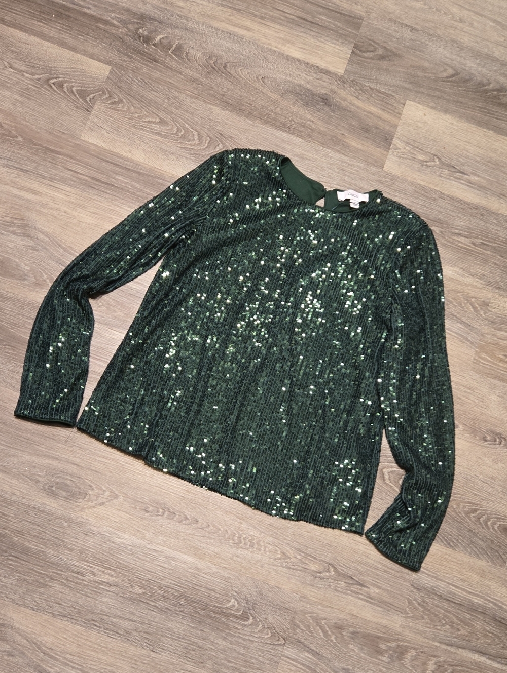 Cece Green Sequin Holiday Top Size Small